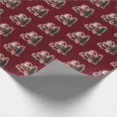 Weihnachtsmann mit Tannenbaum in 3D - Geschenkpapier (Ecke)