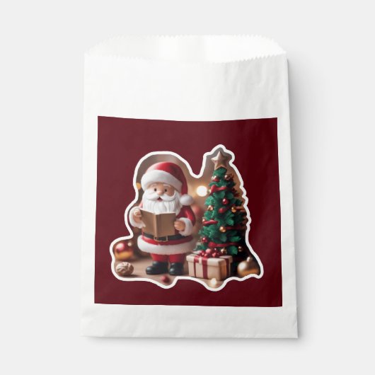 Weihnachtsmann mit Tannenbaum in 3D - Geschenktütchen (Vorderseite)