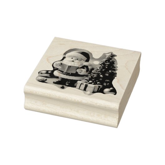 Weihnachtsmann mit Tannenbaum in 3D - Gummistempel (Stempel)