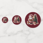 Weihnachtsmann mit Tannenbaum in 3D -  Konfetti (Rückseiten)