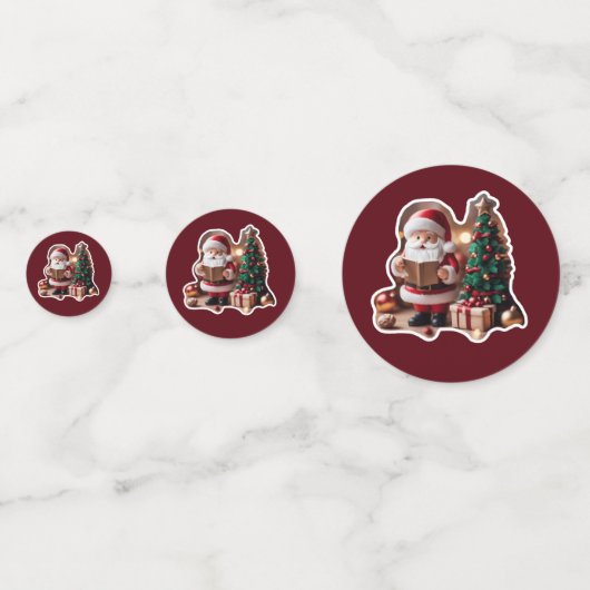 Weihnachtsmann mit Tannenbaum in 3D - Konfetti (Rückseiten)