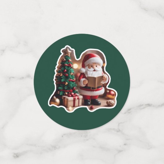 Weihnachtsmann mit Tannenbaum in 3D -  Konfetti (Klein Vorderseite)