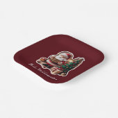 Weihnachtsmann mit Tannenbaum in 3D - Pappteller (Gewinkelt)