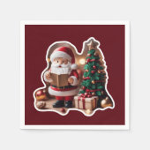Weihnachtsmann mit Tannenbaum in 3D - Serviette (Vorderseite)