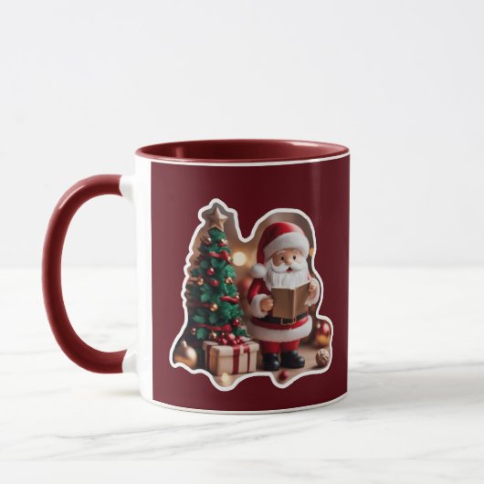 Weihnachtsmann mit Tannenbaum in 3D - Tasse (Links)