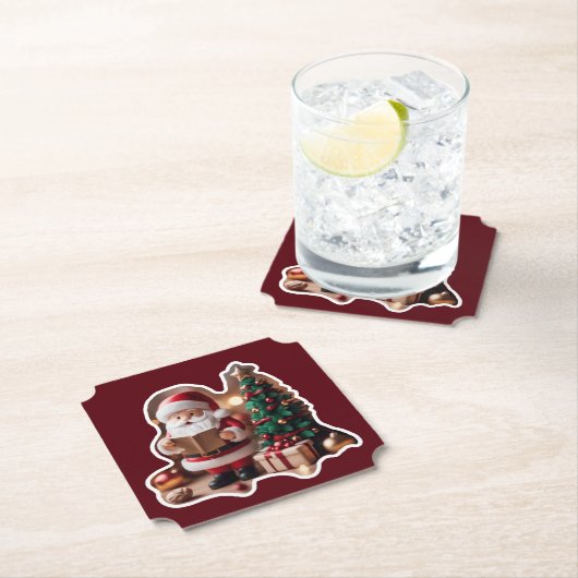 Weihnachtsmann mit Tannenbaum in 3D - Untersetzer (Vor Ort)