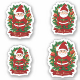 Weihnachtsmann mit Tannenzweigen - 4  Aufkleber