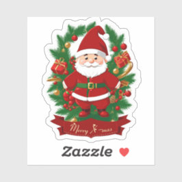 Weihnachtsmann mit Tannenzweigen -  Aufkleber