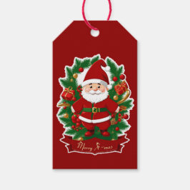 Weihnachtsmann mit Tannenzweigen -  Geschenkanhänger