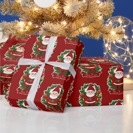 Weihnachtsmann mit Tannenzweigen - Geschenkpapier (Feiertage)