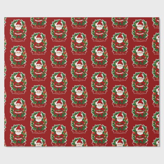 Weihnachtsmann mit Tannenzweigen -  Geschenkpapier (Flach)