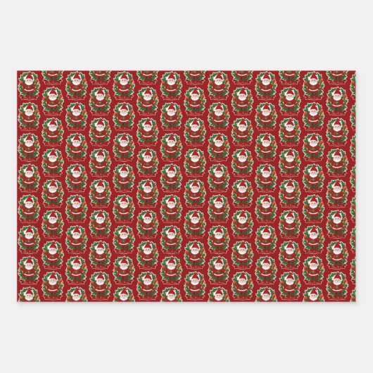 Weihnachtsmann mit Tannenzweigen - Geschenkpapier Set (Vorderseite 3)