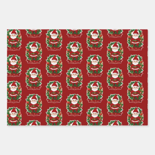 Weihnachtsmann mit Tannenzweigen - Geschenkpapier Set (Vorderseite 2)