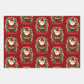 Weihnachtsmann mit Tannenzweigen - Geschenkpapier Set (Vorderseite)