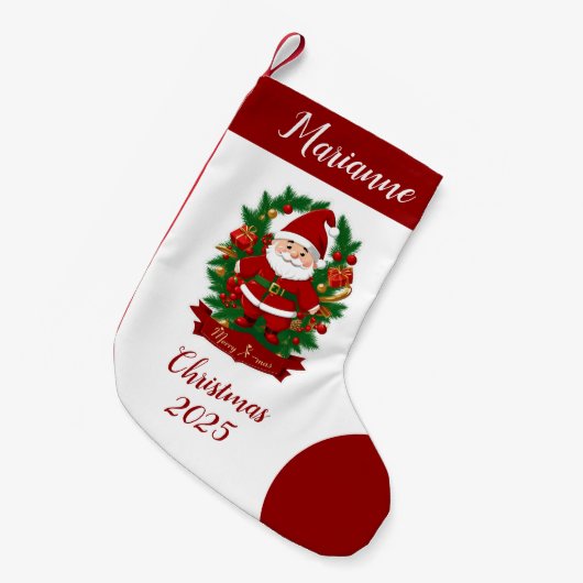 Weihnachtsmann mit Tannenzweigen -  Kleiner Weihnachtsstrumpf (Vorderansicht (hängend))