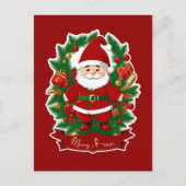 Weihnachtsmann mit Tannenzweigen - Postkarte (Vorderseite)