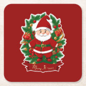 Weihnachtsmann mit Tannenzweigen - Rechteckiger Pappuntersetzer (Vorderseite)