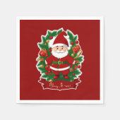 Weihnachtsmann mit Tannenzweigen - Serviette (Vorderseite)