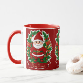 Weihnachtsmann mit Tannenzweigen -  Tasse
