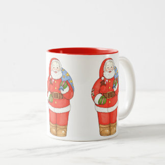 Weihnachtsmann mit Tasche Zweifarbige Tasse