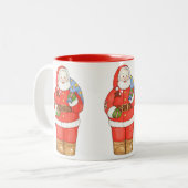 Weihnachtsmann mit Tasche Zweifarbige Tasse (Vorderseite Links)
