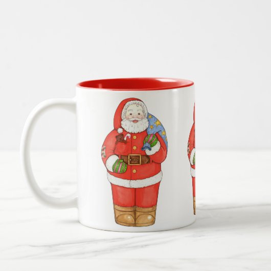 Weihnachtsmann mit Tasche Zweifarbige Tasse (Links)