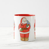 Weihnachtsmann mit Tasche Zweifarbige Tasse (Mittel)