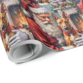 Weihnachtsmann mit Thai Ridgeback Weihnachtskunst Geschenkpapier (Rolleneckpunkt)
