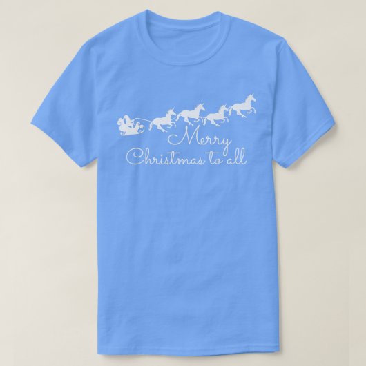 Weihnachtsmann mit Unicorn Weihnachtsgeschirr T-Shirt (Design vorne)