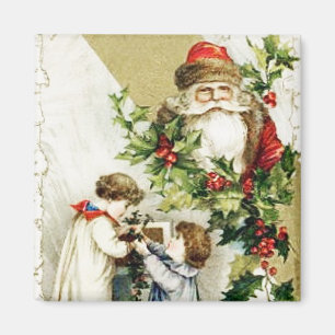 Weihnachtsmann mit Vintagen Kindern Magnet