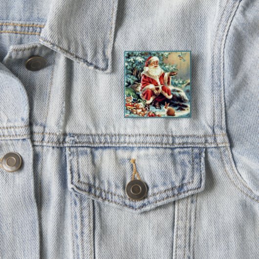 Weihnachtsmann mit Waldtieren Weihnachtsmann-Taste Button (Beispiel)