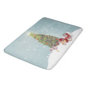 Weihnachtsmann mit Weihnachtsbaum Badematte (Schrägansicht)