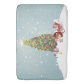 Weihnachtsmann mit Weihnachtsbaum Badematte (Vorderseite Vertikal)