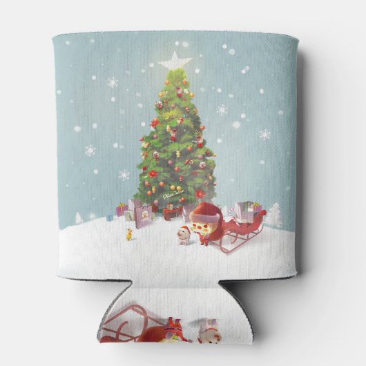 Weihnachtsmann mit Weihnachtsbaum Dosenkühler (Rückseite)