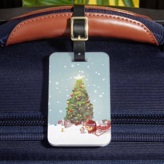 Weihnachtsmann mit Weihnachtsbaum Gepäckanhänger (Vorderseite Insitu 2)