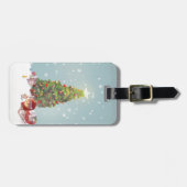 Weihnachtsmann mit Weihnachtsbaum Gepäckanhänger (Vorderseite horizontal)