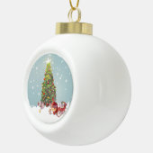 Weihnachtsmann mit Weihnachtsbaum Keramik Kugel-Ornament (Rechts)