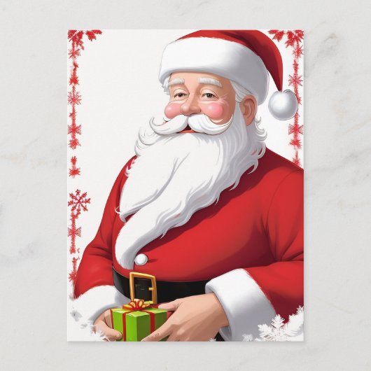 Weihnachtsmann mit Weihnachtsbaum Postkarte (Vorderseite)