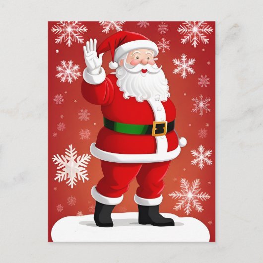 Weihnachtsmann mit Weihnachtsbaum Postkarte (Vorderseite)