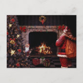 Weihnachtsmann mit Weihnachtsbaum Postkarte (Vorderseite)