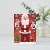 Weihnachtsmann mit Weihnachtsbaum Postkarte (Stehend Vorderseite)