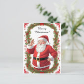 Weihnachtsmann mit Weihnachtsbaum Postkarte (Stehend Vorderseite)