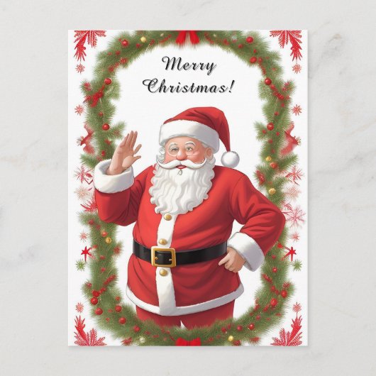 Weihnachtsmann mit Weihnachtsbaum Postkarte (Vorderseite)