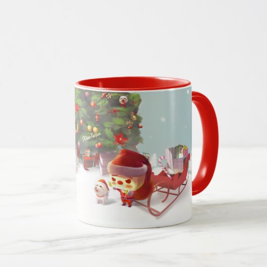 Weihnachtsmann mit Weihnachtsbaum Tasse (VorderseiteRechts)