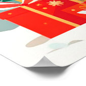 Weihnachtsmann mit Weihnachtsbaum und Geschenken Poster (Ecke)