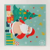 Weihnachtsmann mit Weihnachtsbaum und Geschenken Puzzle (Horizontal)