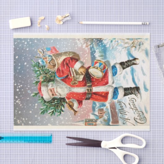 Weihnachtsmann mit Weihnachtsbaumgeschenken Seidenpapier (Handwerk)