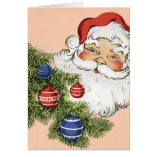 Weihnachtsmann mit Weihnachtsbaumschmuck im Vintag