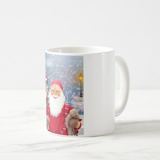 Weihnachtsmann mit Weihnachtsgeschenken Border Col Kaffeetasse (VorderseiteRechts)