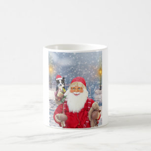 Weihnachtsmann mit Weihnachtsgeschenken Border Col Kaffeetasse